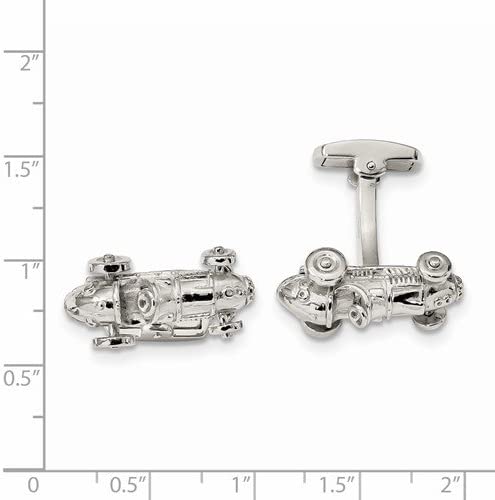 Sterling Silver Classic Race Car with Moveable Wheels Cuff Links,25.1X13.1MM