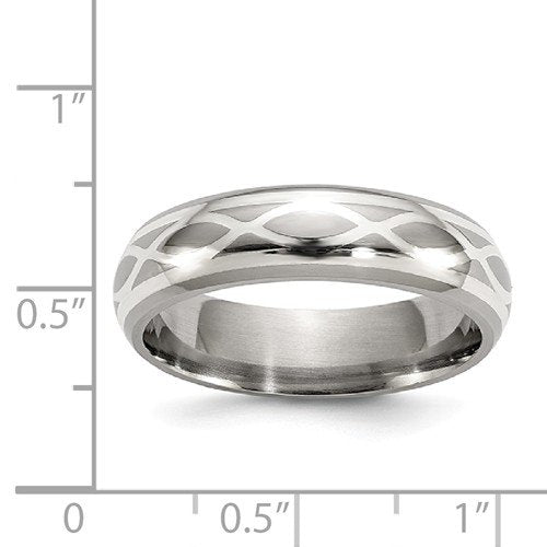Edward Mirell Titanium and Sterling Silver Infinity 6mm Wedding Band