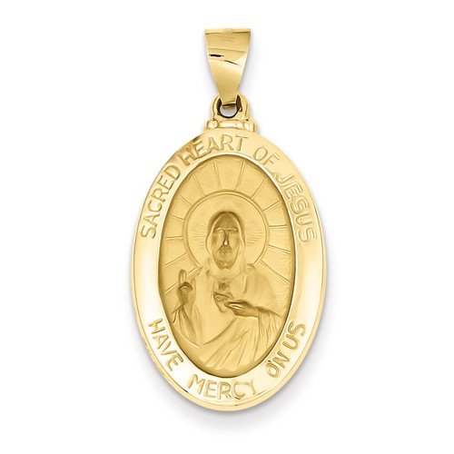 14k Yellow Gold Sacred Heart Of Jesus Medal Pendant (27x17MM)