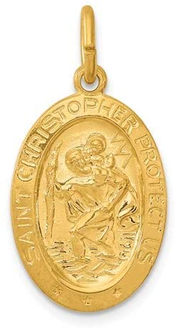 24k Gold-Plated Sterling Silver Saint Christopher Medal (25X17MM)