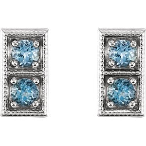 Aquamarine Two-Stone Earrings, Sterling Silver