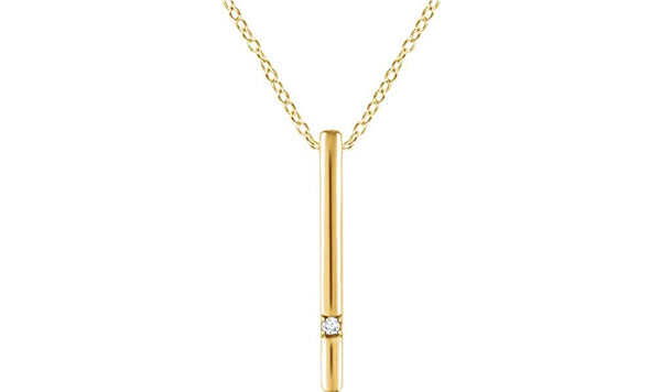 Diamond Bar Necklace in 14k Yellow Gold, 16-18" (.015 Ctw, Color H+, Clarity I1)