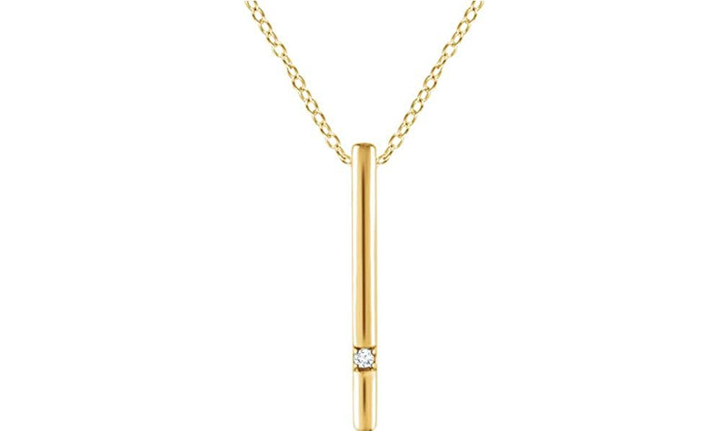 Diamond Bar Necklace in 14k Yellow Gold, 16-18" (.015 Ctw, Color H+, Clarity I1)