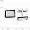 Rhodium-Plated Sterling Silver, Black Enamel Rectangle Cuff Links, 19X15MM