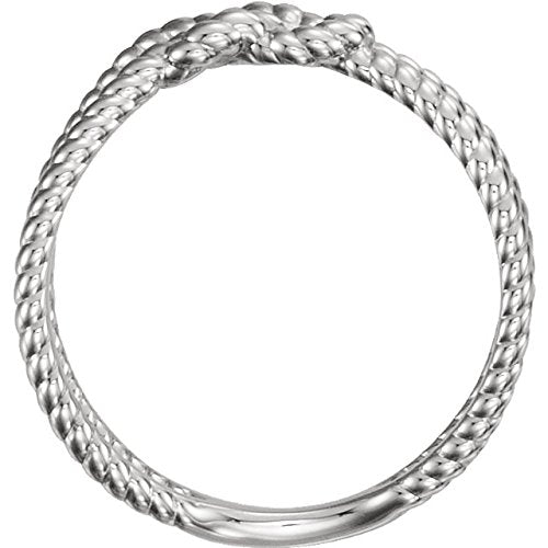Love Knot Rope Trim Crisscross Ring, Sterling Silver