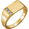 Men's Diamond 3-Stone Past, Present, Future Signet Ring, 14k Yellow Gold (.10 Ctw, G-H Color I1 Clarity)