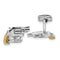 Rhodium-Plated Sterling Silver and Gold-Plated Revolver Moveable Barrel Cuff Links, 22.2X22.9MM