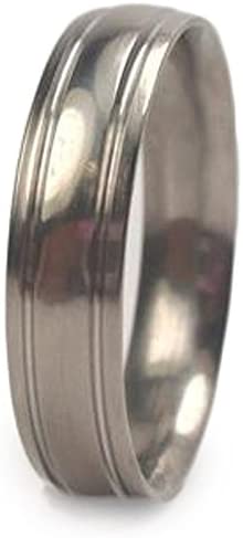 Grooved 6mm Comfort-Fit Titanium Wedding Band, Size 13.75