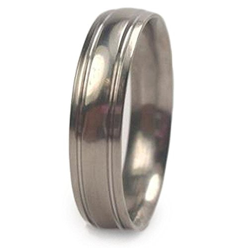 Grooved 6mm Comfort-Fit Titanium Wedding Band, Size 9.75