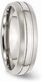 Brushed Stainless Steel 6mm Concave Comfort-Fit Band, Size 7.5