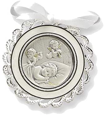 Sterling Silver Babies White Crib Medal (5.25 X 7.2 Inches)