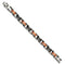 Men's Polished Stainless Steel 9mm Black and Orange Rubber Bracelet, 8.75"