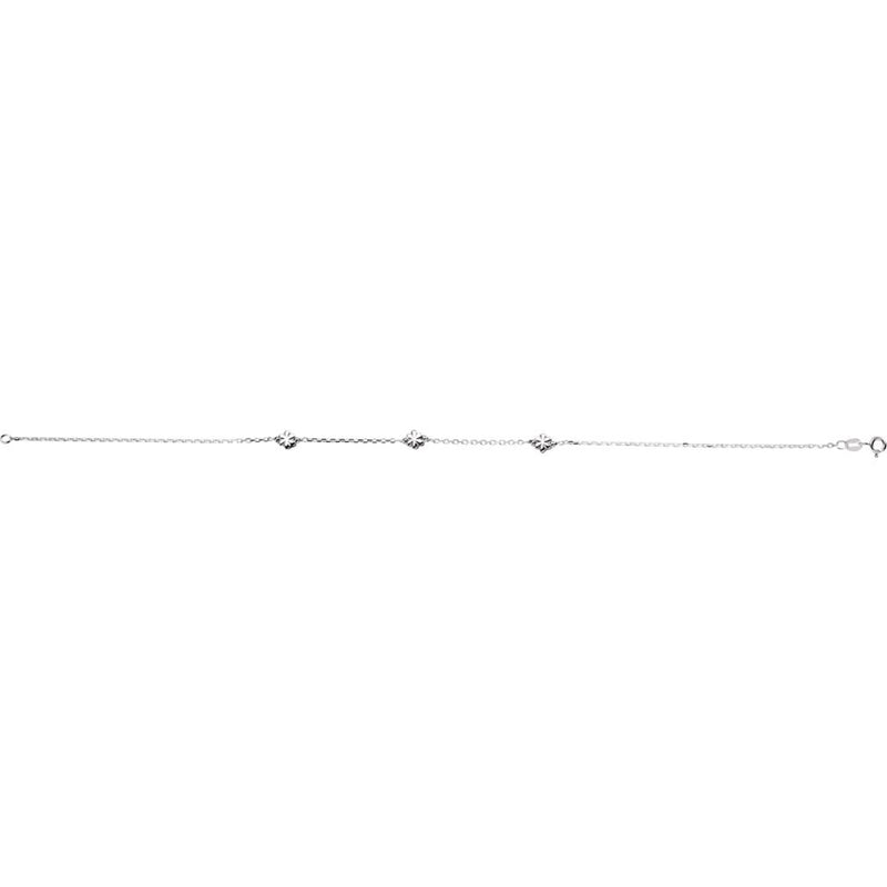 Sterling Silver Flower Ankle Bracelet,10''
