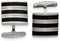 Stainless Steel Grooved Black Rubber Stripes Cuff Links