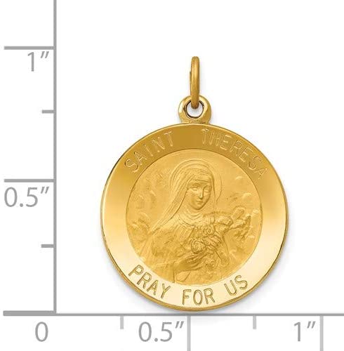 14k Yellow Gold St. Theresa Medal Charm (26X19MM)