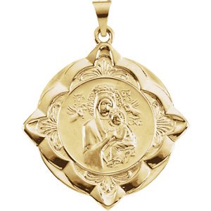 14k Yellow Gold Lady of Perpetual Help Medal (31x31 MM)