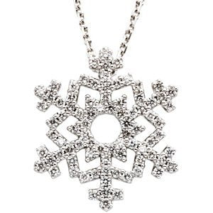 Diamond Snowflake Pendant Necklace in 14k White Gold, 16" (3/8 Cttw)