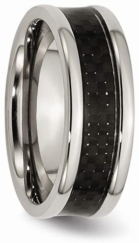 Titanium Black Carbon Fiber Inlay 8mm Wedding Band, Size 12.5