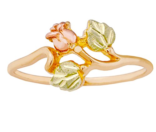Dakota Rose Ring, 10k Yellow Gold, 12k Green Gold, 12k Rose Gold Black Hills Gold Motif, Size 7