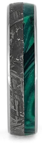 The Men's Jewelry Store (Unisex Jewelry) Gibeon Meteorite, Malachite, Titanium 5.5mm Comfort-Fit Ironwood Sleeve Band, Size 4.5