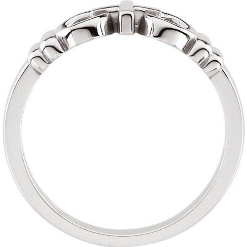 Women's 'Joined By Christ' Cross Ring, 6mm Rhodium-Plated 10k White Gold, Size 6