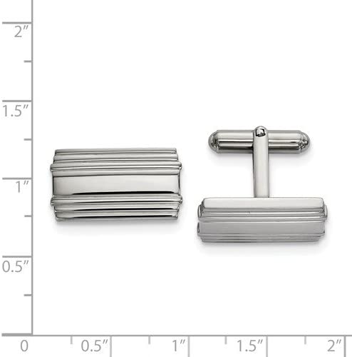 Stainless Steel Striped Texture Cuff Links, 19.13x17.4MM