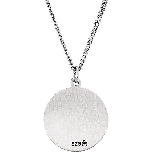 Rhodium Plated Sterling Silver Round St. Martin de Porres Medal Necklace, 18" (18.25MM)