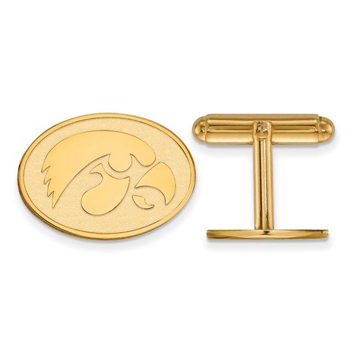 Gold-Plated Sterling Silver University Of Iowa Round Cuff Links, 17MM