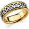 7mm 14k Yellow and White Gold Raised Celtic Designer Band, Size 6.5