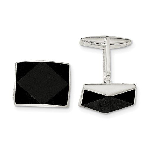 Sterling Silver Onyx Square Cuff Links