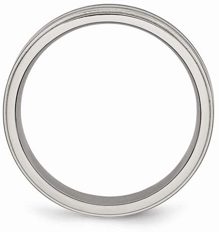 Satin-Brushed Grey Titanium, Enameled 6mm Flat Band, Size 6.5