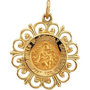 14k Yellow Gold Round Scapular Medal (18.5 MM)