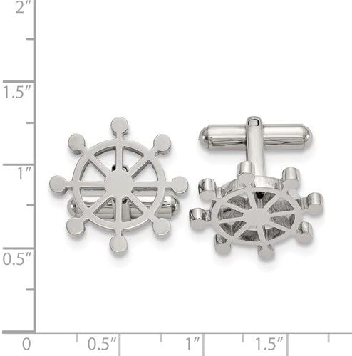 Stainless Steel Ship's Wheel Cuff Links, 20.2MMX20.2MM