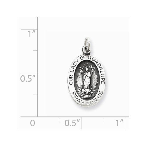 Sterling Silver Our Lady of Guadalupe Medal (20X11MM)