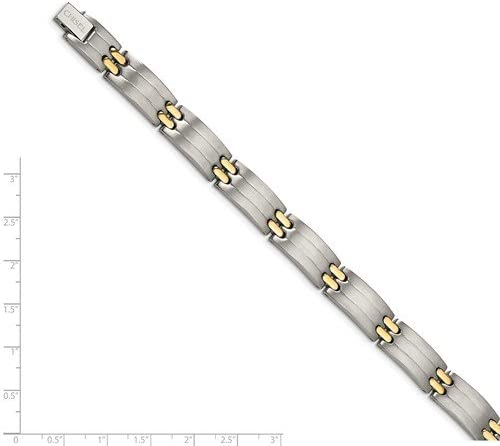 Men's Grey Titanium 10mm Yellow IP-Plating Bracelet, 8.5 Inches