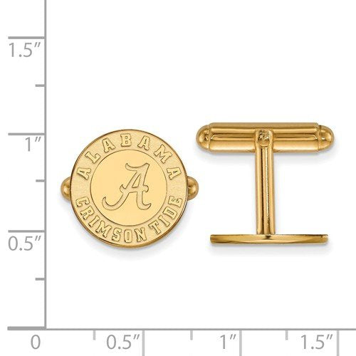 Gold-Plated Sterling Silver University Of Alabama Round Cuff Links, 16MM