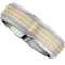 7mm Titanium and 14k Yellow Gold Satin Flat Beveled Comfort Fit Band Sizes 8 to 13