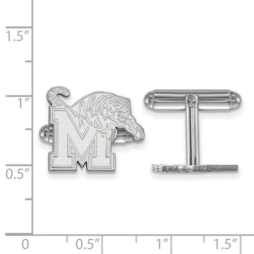 Rhodium-Plated Sterling Silver University Of Memphis Cuff Links, 15X17MM