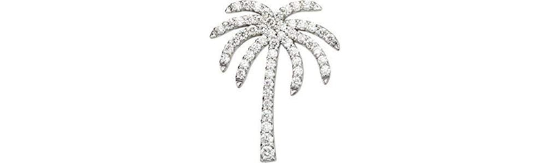 Diamond Palm Tree 14k White Gold Pendant Necklace, 16" (1/3 Cttw)