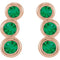 Chatham Created Emerald Three-Stone Ear Climbers, 14k Rose Gold