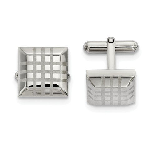 Stainless Steel Polished Square Cuff Links, 20.54MMX17.24MM