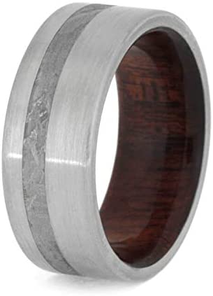 Gibeon Meteorite, Brushed Titanium 8mm Bloodwood Comfort-Fit Band, Size 6.25