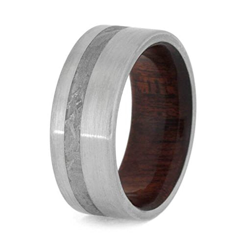 The Men's Jewelry Store (Unisex Jewelry) Gibeon Meteorite, Brushed Titanium 8mm Bloodwood Comfort-Fit Band