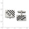 Stainless Steel Black Enamel Dad Rectangle Cuff Links, 14X20MM