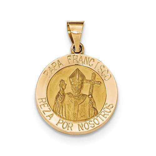 14k Yellow Gold Hollow Papa Francisco Medal