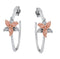 10k Rose Gold Flower Hoop Earrings, Rhodium Plated Sterling Silver