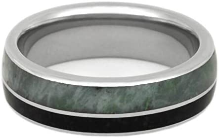 The Men's Jewelry Store (Unisex Jewelry) Jade, Obsidian 6.5mm Titanium Comfort-Fit Wedding Band, Size 8.75