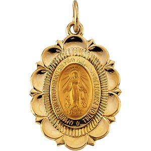 14k Yellow Gold Miraculous Medal (22x16 MM)