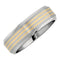 7mm Titanium and 14k Yellow Gold Satin Flat Beveled Comfort Fit Band Sizes 8 to 13