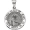 Rhodium Plated 14k White Gold Round Hollow Sacred Heart of Jesus Medal (18.5 MM)